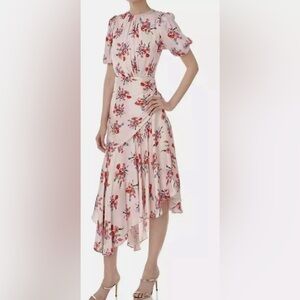 AMUR pink floral silk dress
